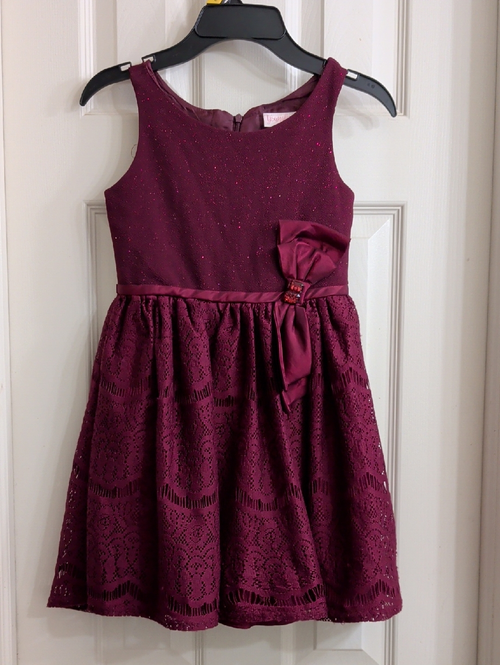 Youngland Sparkling Mauve Lace Dress